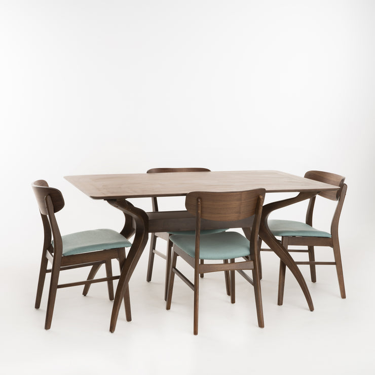 Harper Natural Walnut Wood Mint 5 Piece Dining Set