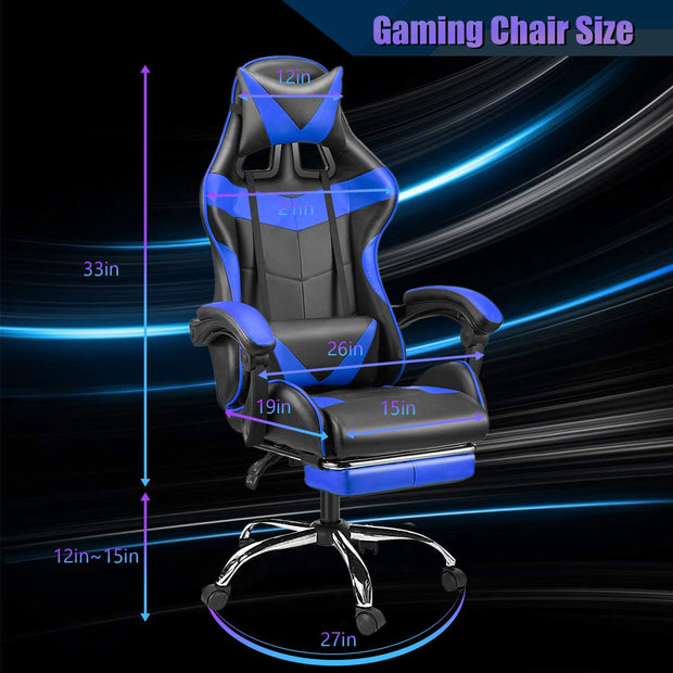 360°Swivel Task Chair with Extendable Footrest Adjustable Headrest Lumbar Pillow