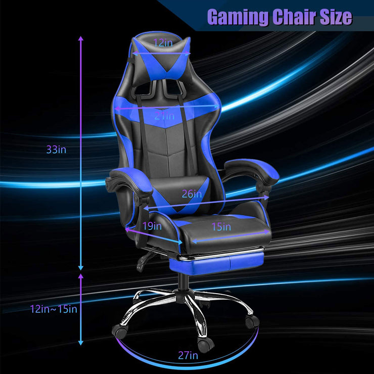 360°Swivel Task Chair with Extendable Footrest Adjustable Headrest Lumbar Pillow