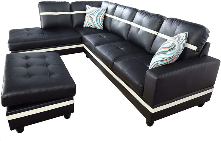 L-Shaped Modern Sofa with Chaise Storage